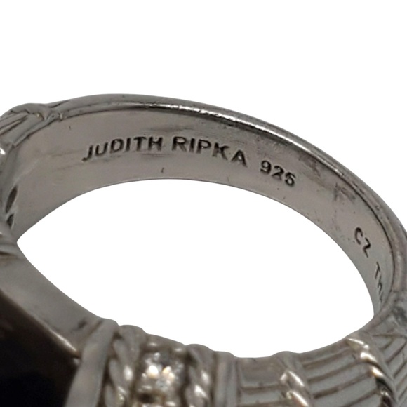 Judith Ripka Sterling Silver Smokey Quartz & CZ Ring Size 7 #21031 - Picture 9 of 11